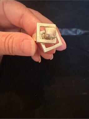 Vintage PAJ 925 Sterling Silver Moving Geometric Kinetic Square Statement Ring